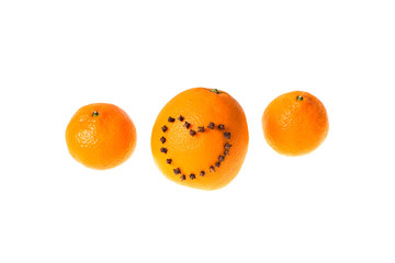 Fresh juicy bright tangerine and orange decorated with a heart o