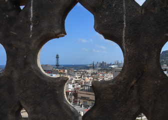 Port of Barcelona seen from the Church of Santa Maria 