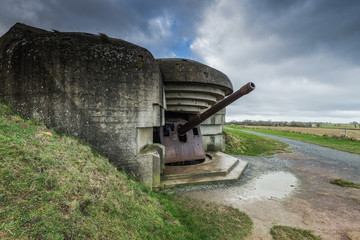 German bunkers and artillery in Normandy,France