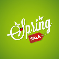 Naklejka premium Spring Sale Lettering Design Background.