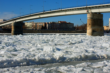 Frozen Danube in Novi Sad, Serbia