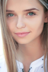 Fototapeta premium blonde cute girl on sunny day