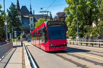 Fototapeta premium Modern city tram in Bern