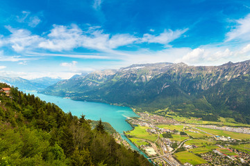 Panoramic view of Interlaken - obrazy, fototapety, plakaty