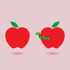 good Apple and an Apple with a worm