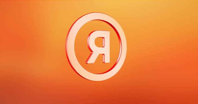 Animated Register Trademark Red 3d Icon Loop Modules for edit with alpha matte
