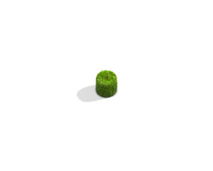 Grass dot punctuation mark from isometric angle with shadow on ground.