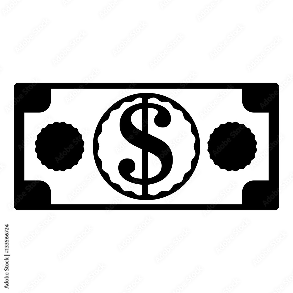 Sticker cash bill payment economy icon image vector illustration design