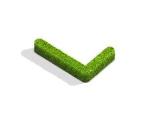 Grass letter L in uppercase format from isometric angle with shadow on ground.