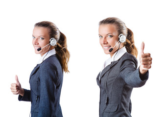 Call center assistant responding to calls