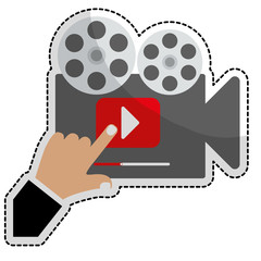 film projector movie or video related icon image vector illustration design 