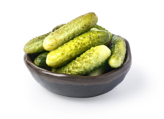 Pickled cucumbers in bowl