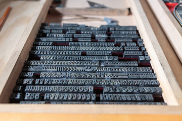 Antique iron letters for traditional printing