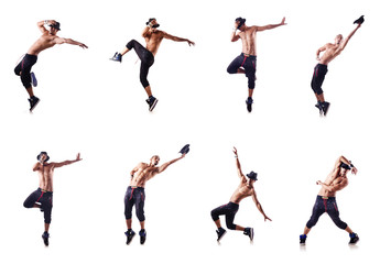 Ripped dancer isolated on the white