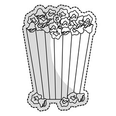 popcorn in striped container icon image sticker vector illustration design 