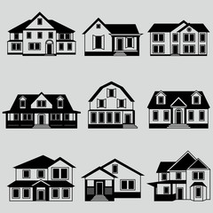 Vector illustration of houses icon black set