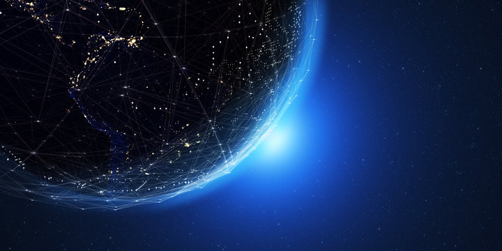 Technology background/Technology background with connecting dots and lines. Connection structure digital communication. Some elements of the image provided by NASA. 3d rendering