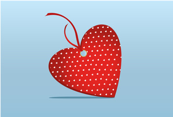 Beautiful decorative pink heart made of paper with ribbon