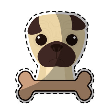 pug dog breed emblem icon image sticker vector illustration design 