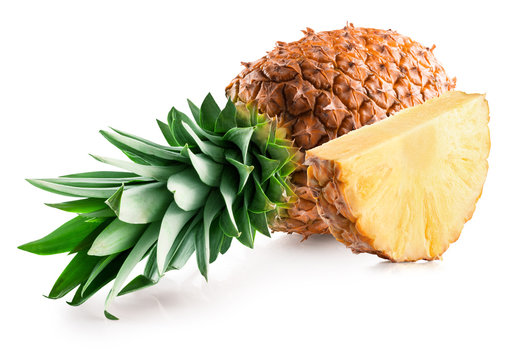 pineapple with slice isolated on the white background