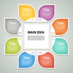 Cyclic diagram with eight  steps. eps 10