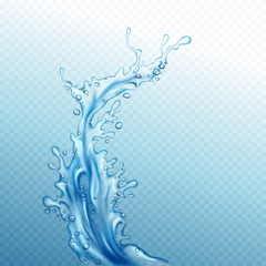 Transparent water splashes, drops isolated on transparent background. Vector illustration EPS10