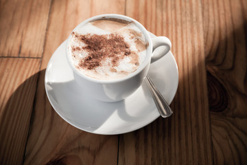 Cappuccino. Cup of coffee with milk foam
