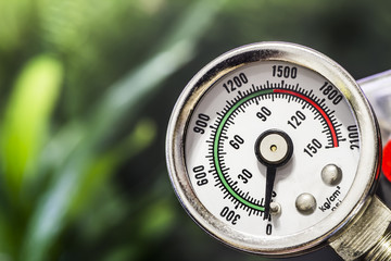 manometer on green background