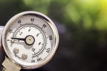 manometer on green background