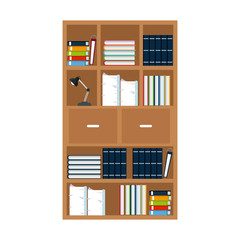 furniture office library bookshelf lamp vector illustration eps 10