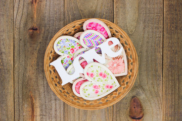 Basket of hearts and LOVE