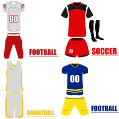 Set of different sport uniforms, Vector illustration