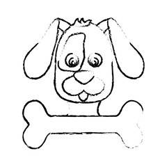 pedigree dog breed with chewing bone emblem icon image sketch style vector illustration design 