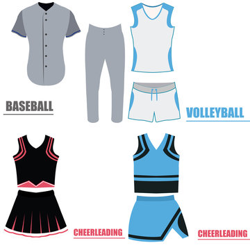Set of different sport uniforms, Vector illustration