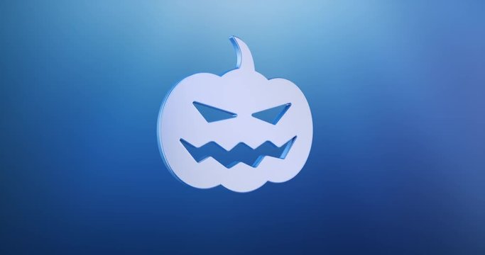 Animated Halloween Pumpkin Blue 3d Icon Loop Modules for edit with alpha matte
