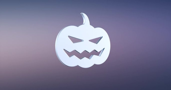 Animated Halloween Pumpkin Silver 3d Icon Loop Modules for edit with alpha matte
