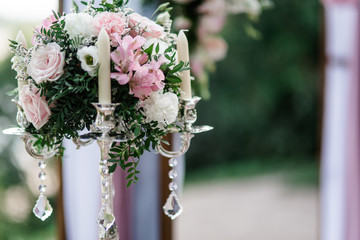 Wedding flowers and candles