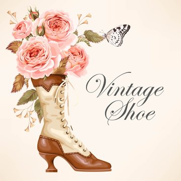 Vintage shoe with roses