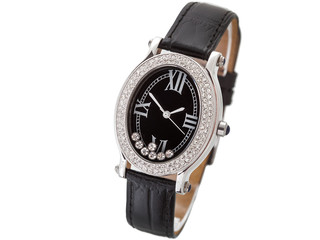 Wrist watch on a white background, nobody.