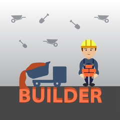 Builder in flat design