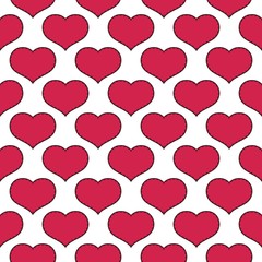 Seamless red hearts for Valentine's Day pattern on white background