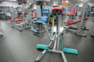 Interior of a fitness hall with fitness equipment