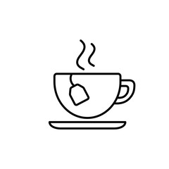 cup of tea with steam hot drink line icon black on white