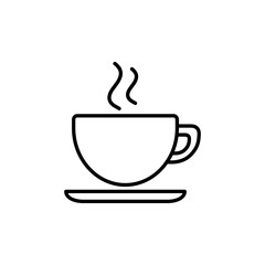cup of coffee tea with steam line icon black on white