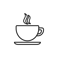 cup of coffee tea with steam line icon black on white