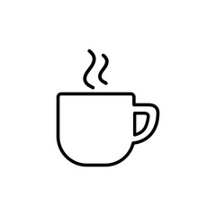 cup of coffee tea with steam line icon black on white