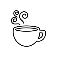 cup of coffee tea with steam line icon black on white