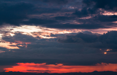 colorful dramatic sky with cloud at sunset