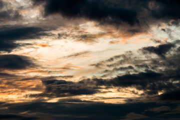 colorful dramatic sky with cloud at sunset