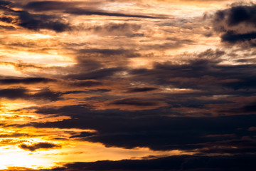 colorful dramatic sky with cloud at sunset